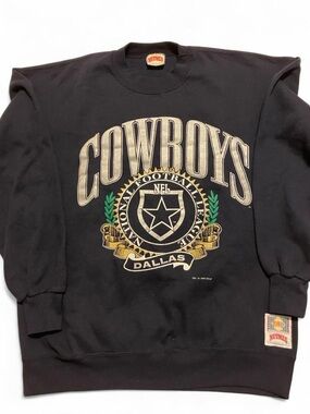 Vintage 90s Nutmeg Mills Dallas Cowboys Sweatshirt Navy Blue Made In USA Size M